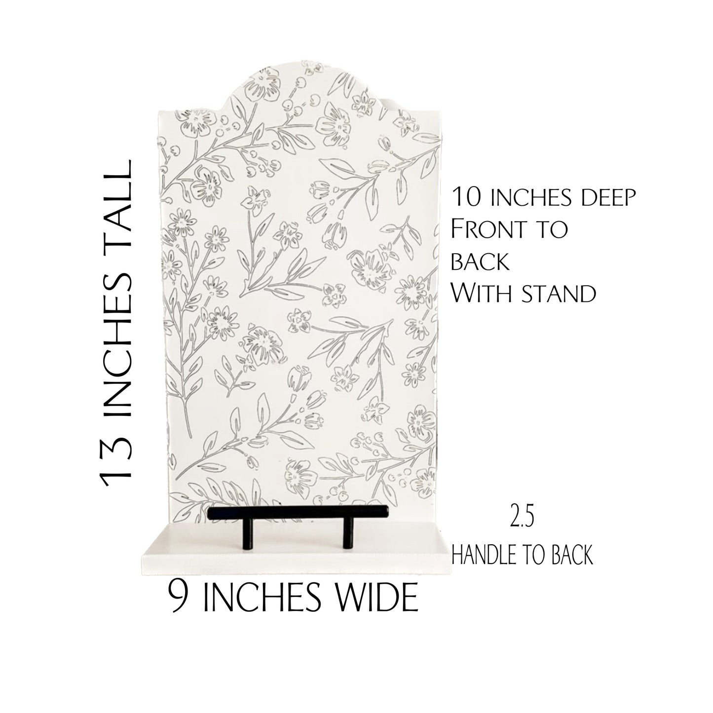 Engraved Floral Pattern Cookbook Stand, Warm Brown + Black Flowers