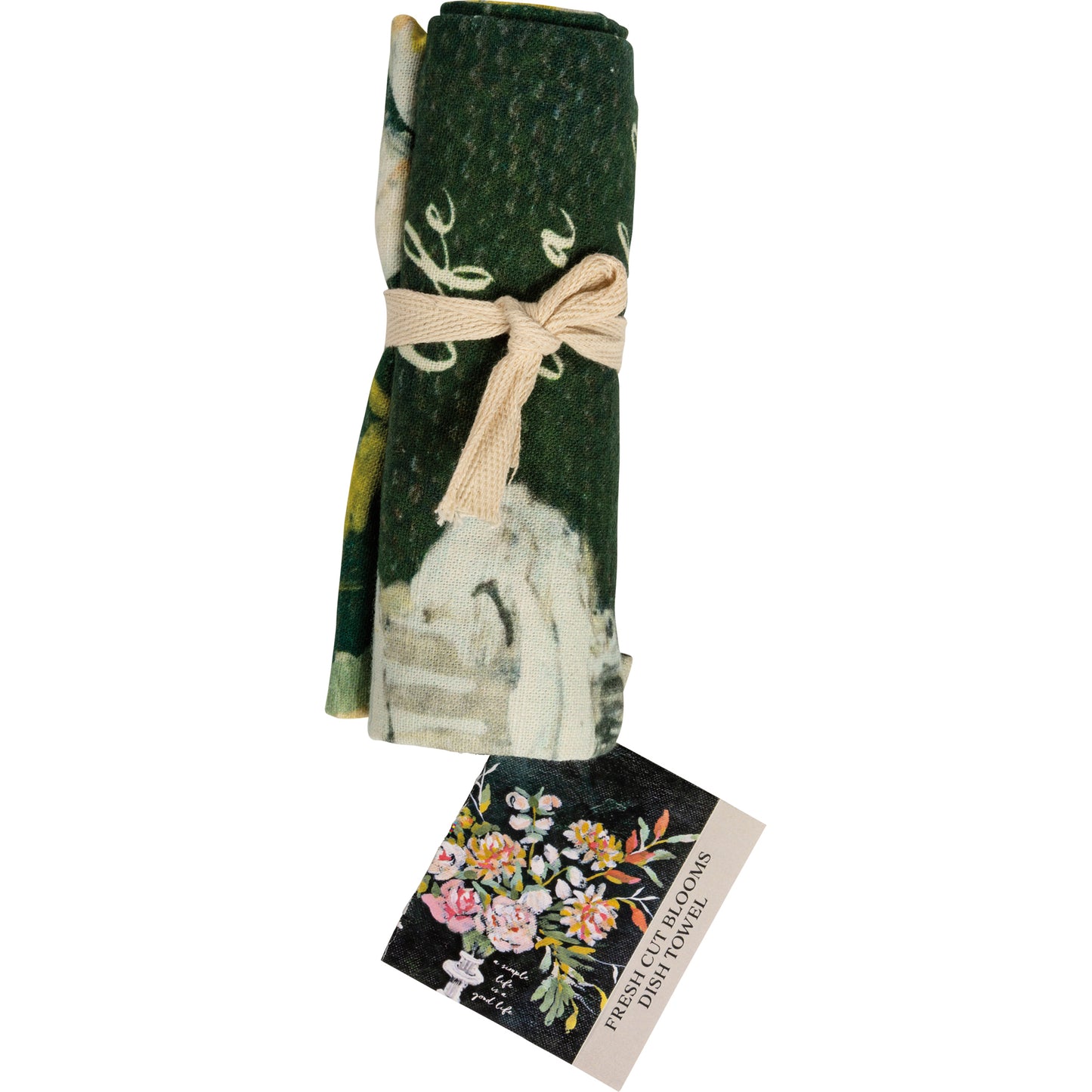 "Simple Life" Watercolor Floral Kitchen Towel