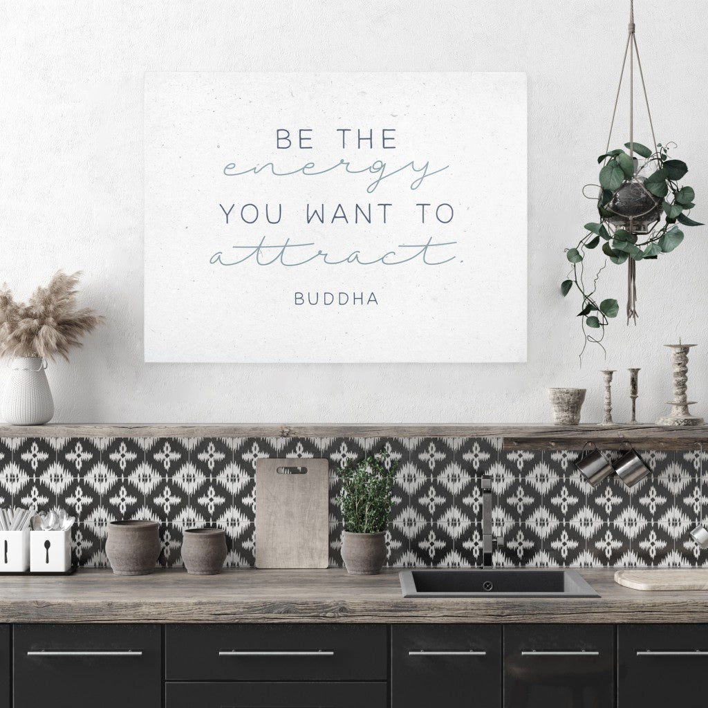24" X 30" White Be The Energy Hanging Text Wall Decor