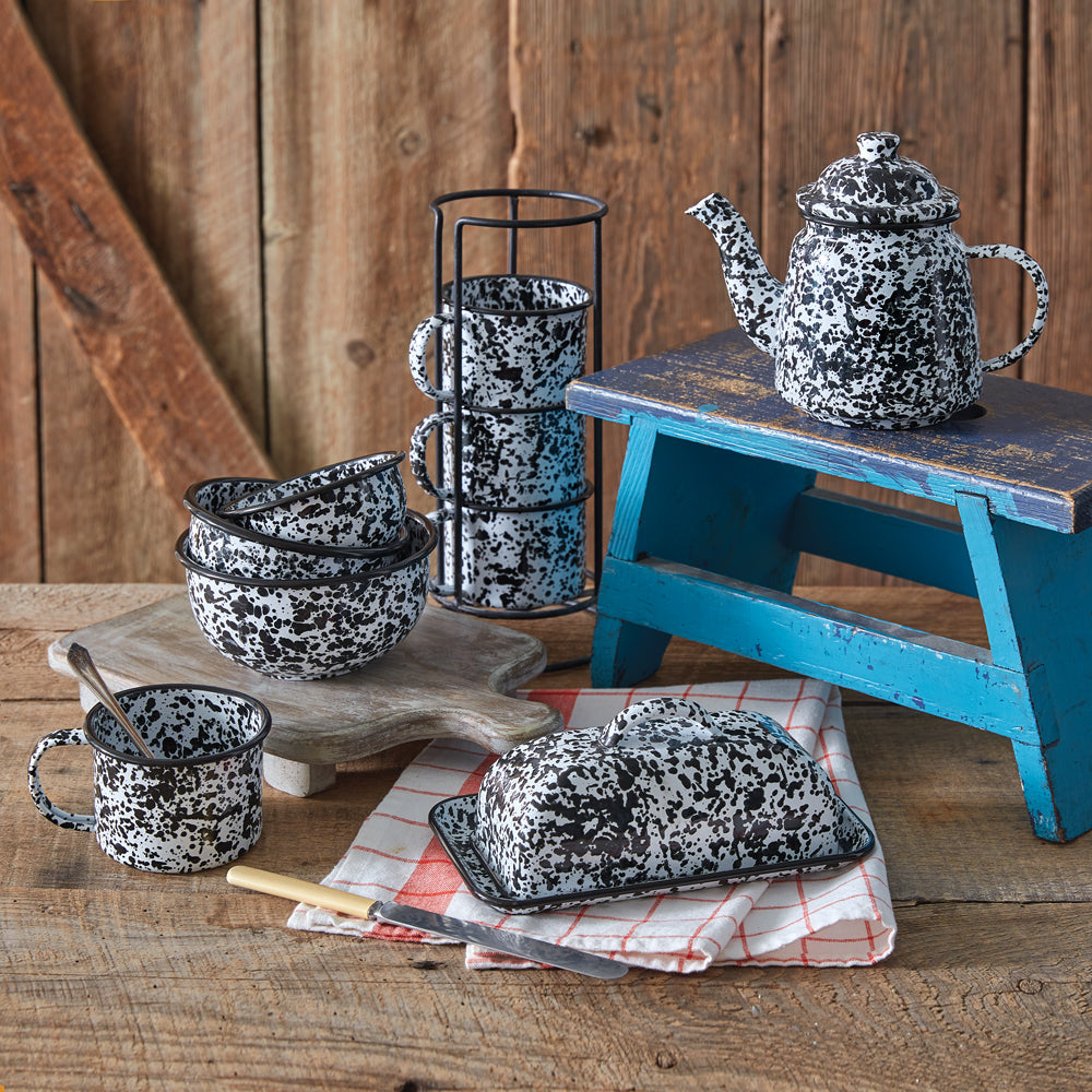 Splattered Enamel Mug Tower