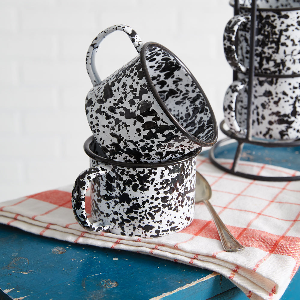 Splattered Enamel Mug Tower