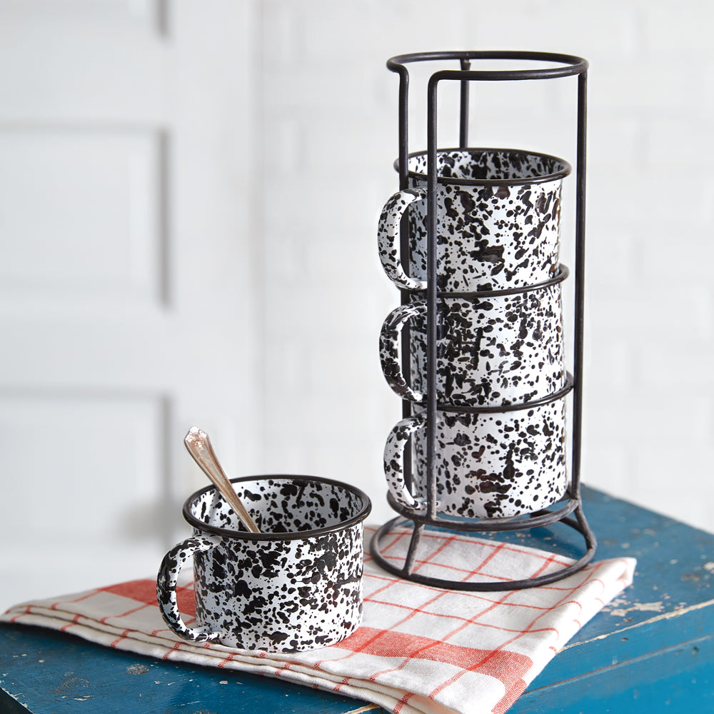 Splattered Enamel Mug Tower
