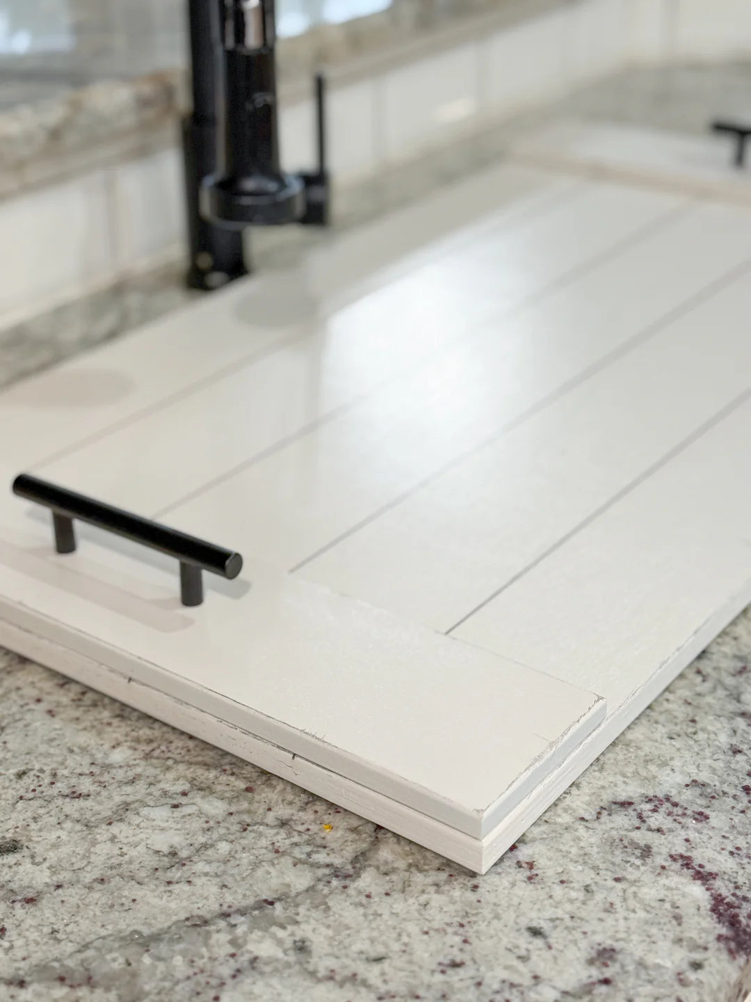 Decorative sink cover soft ivory distressed