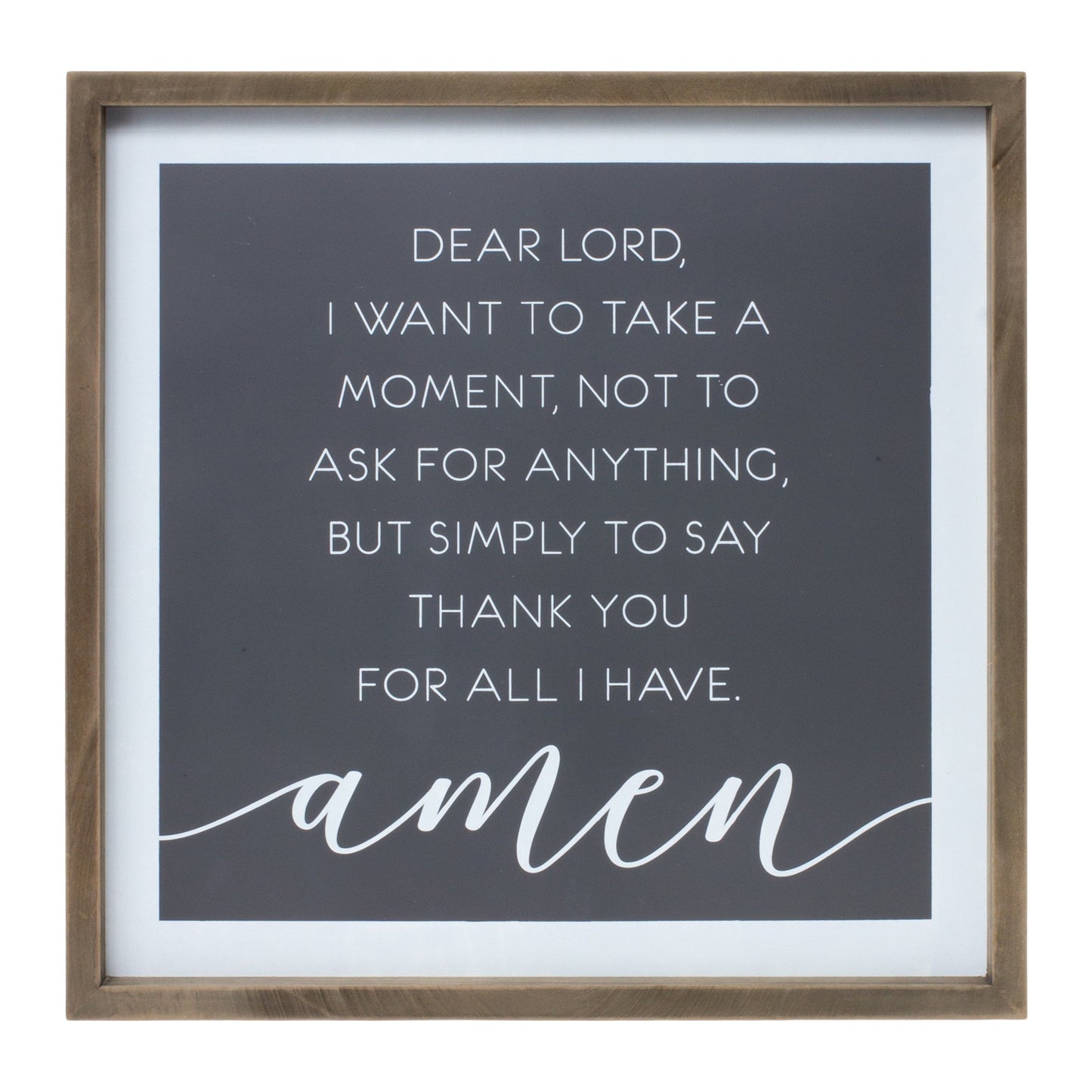20" X 20" Gray And White Thankful Prayer Square Prayer Wall Decor