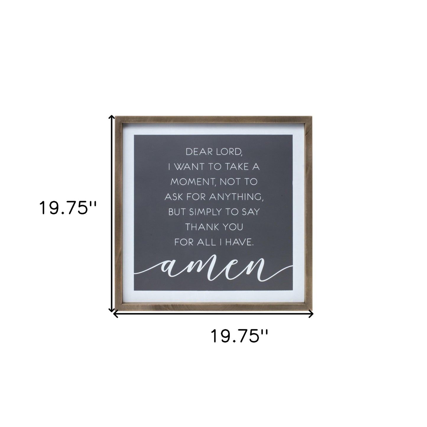 20" X 20" Gray And White Thankful Prayer Square Prayer Wall Decor