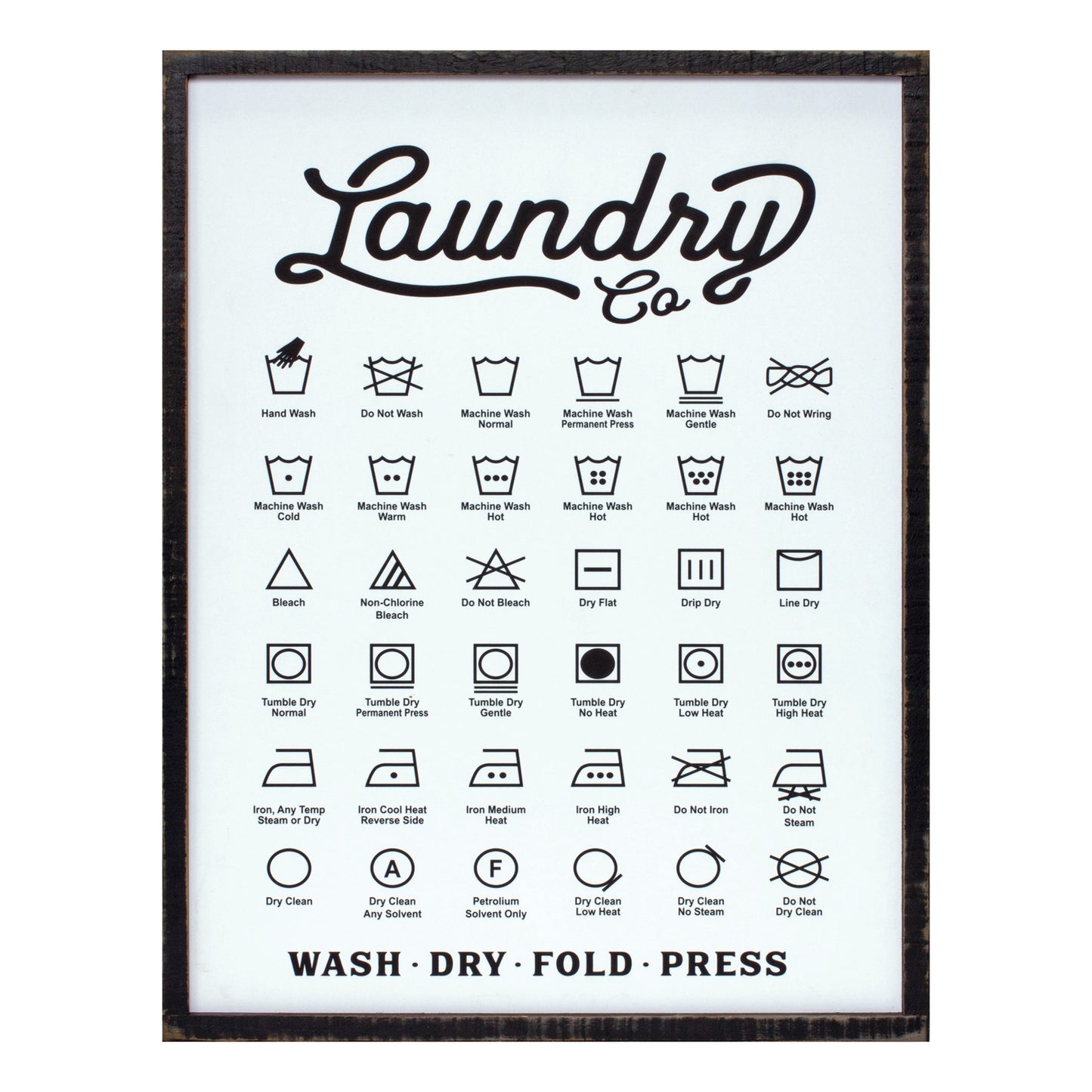 26" X 20" White And Black Laundry Wood Wall Decor