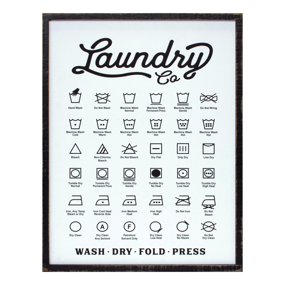 26" X 20" White And Black Laundry Wood Wall Decor