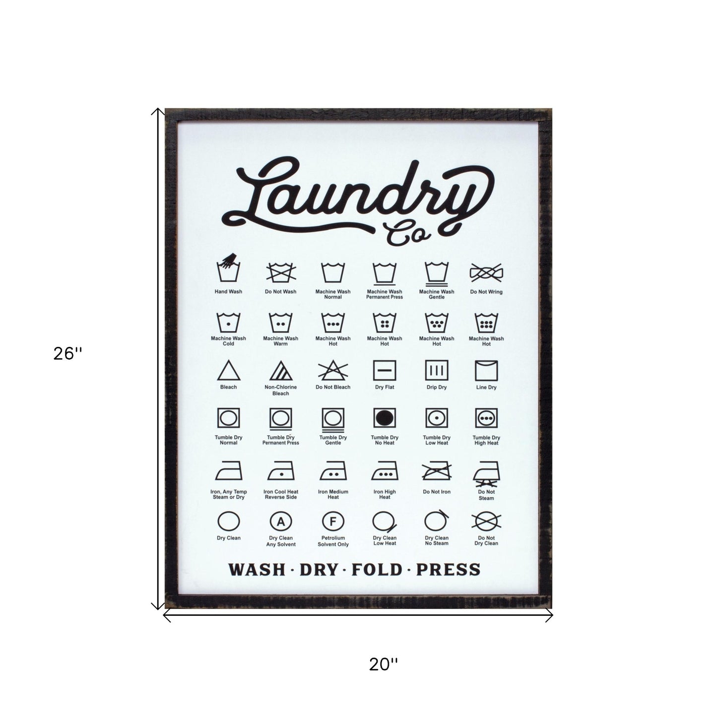 26" X 20" White And Black Laundry Wood Wall Decor