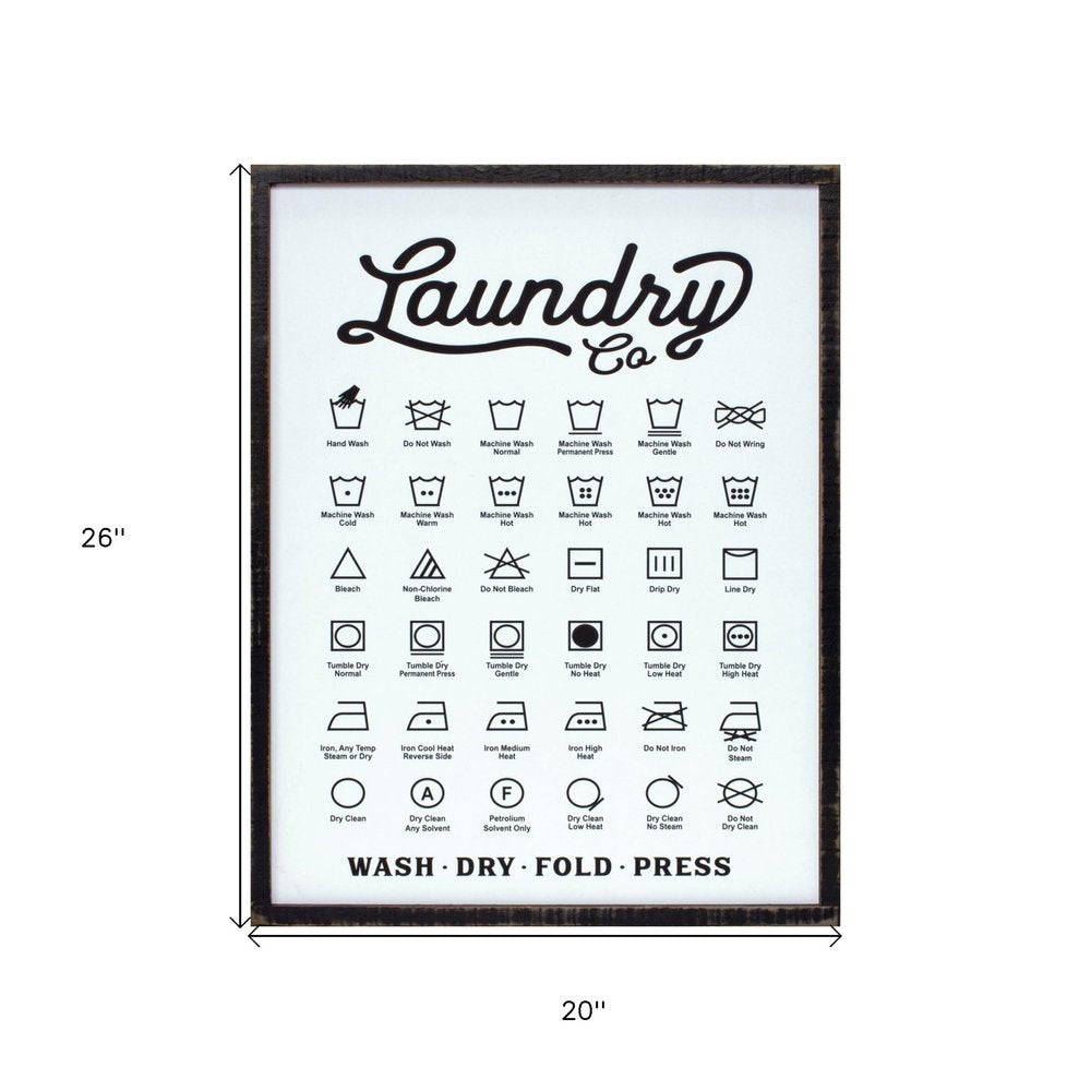 26" X 20" White And Black Laundry Wood Wall Decor