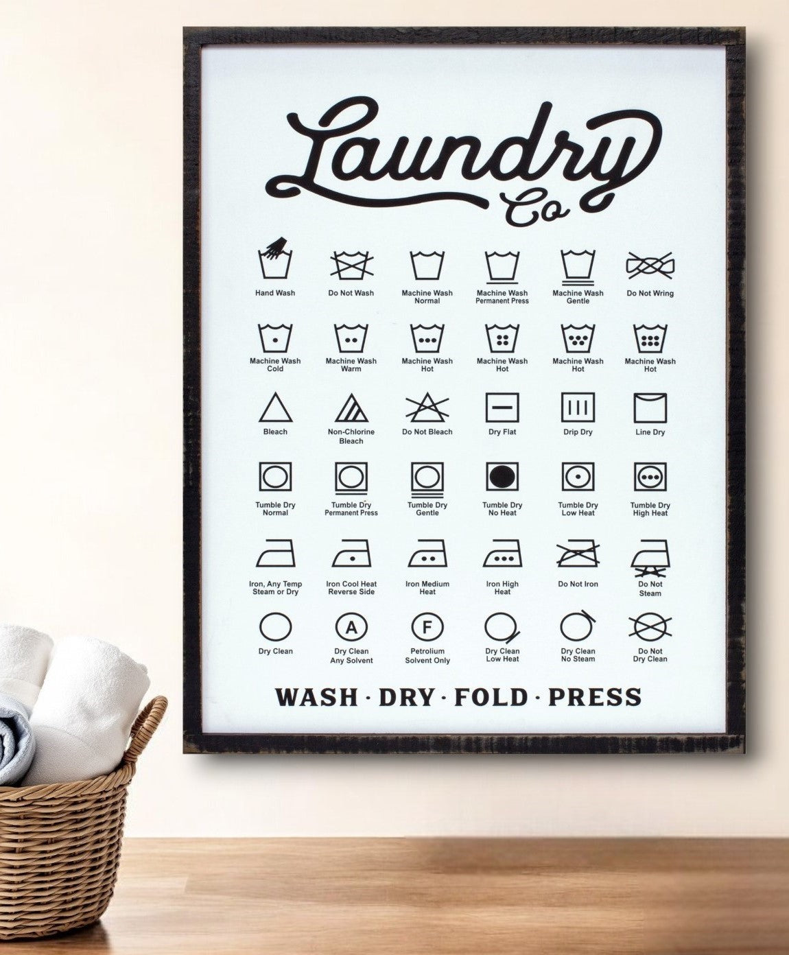 26" X 20" White And Black Laundry Wood Wall Decor