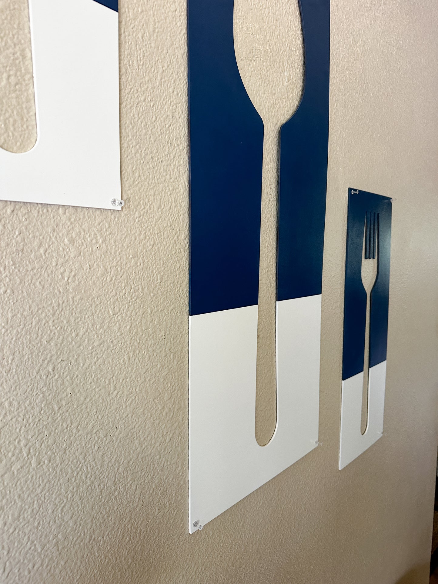 Fork, Knife, & Spoon Wall Hanging, Blue + White