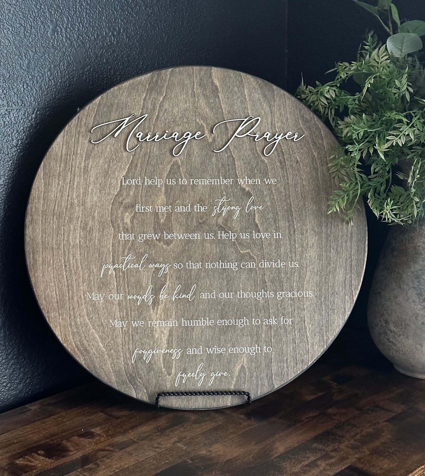 Marriage Prayer Sign in Aged Barrel