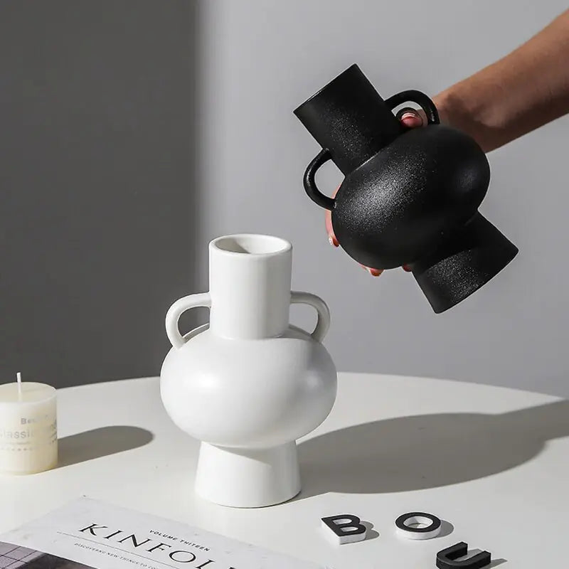 White or Black Ceramic Vases