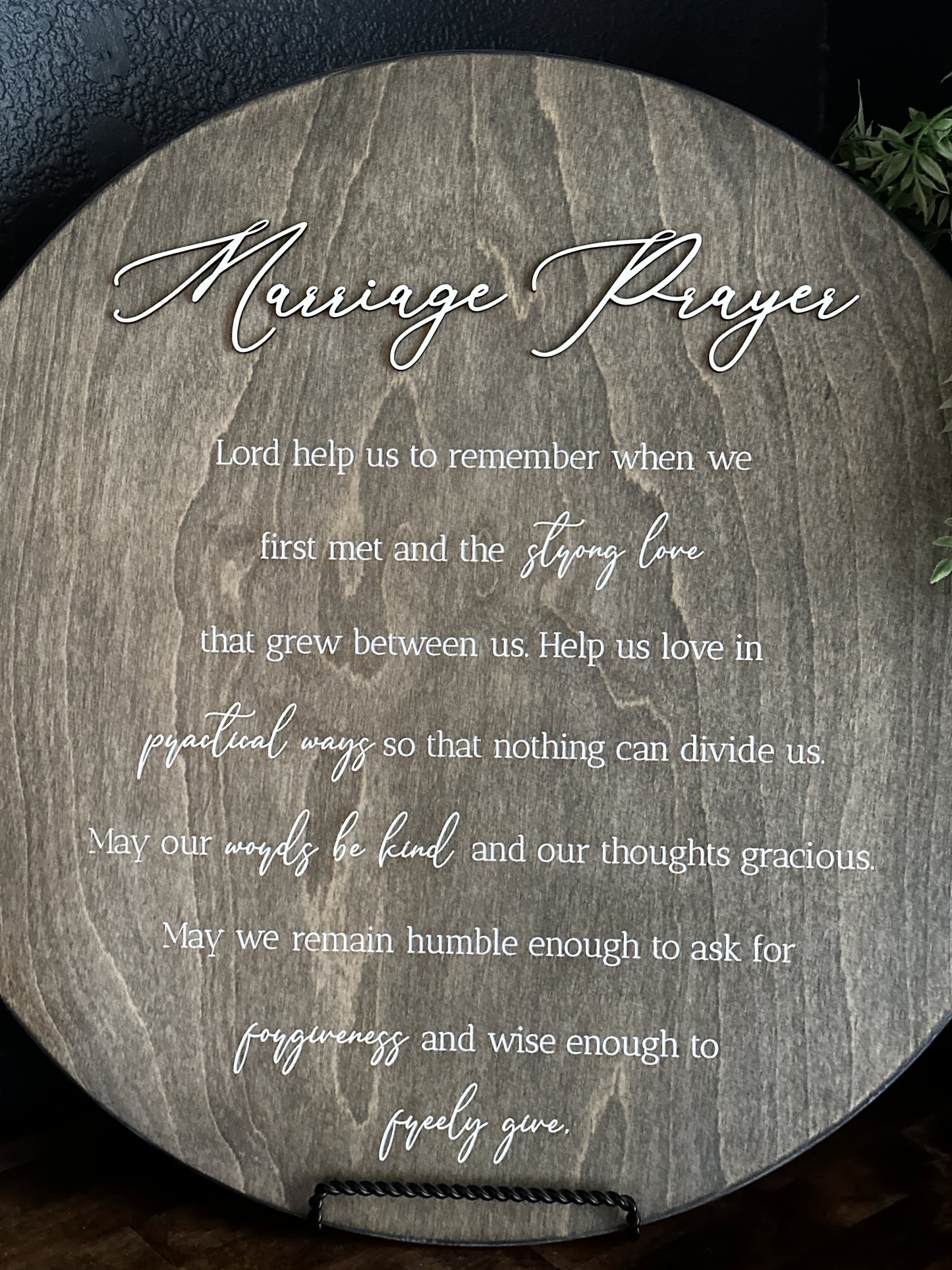 Marriage Prayer Sign in Aged Barrel