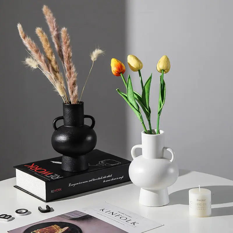 White or Black Ceramic Vases