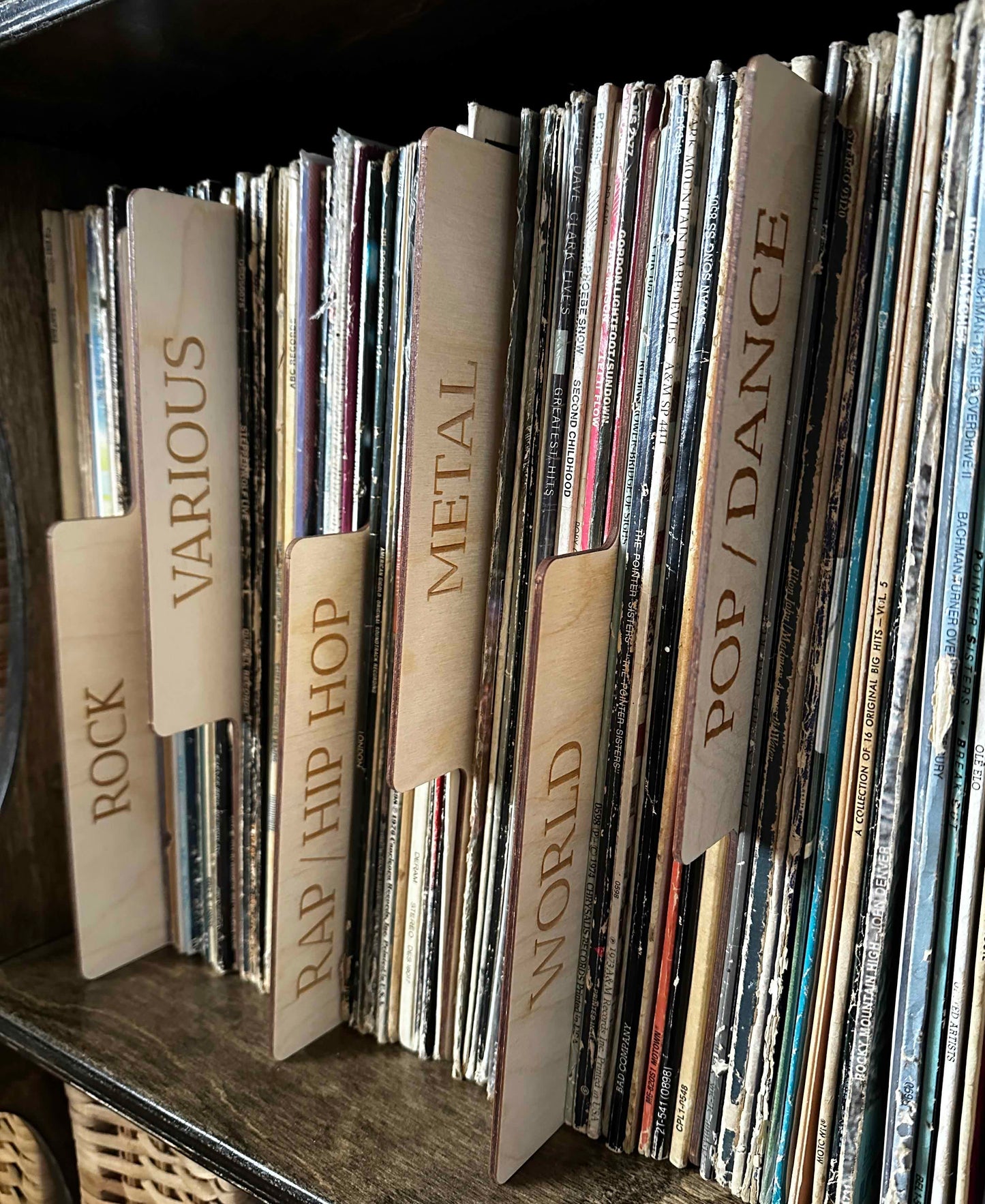 Vinyl Album Dividers, Raw Wood