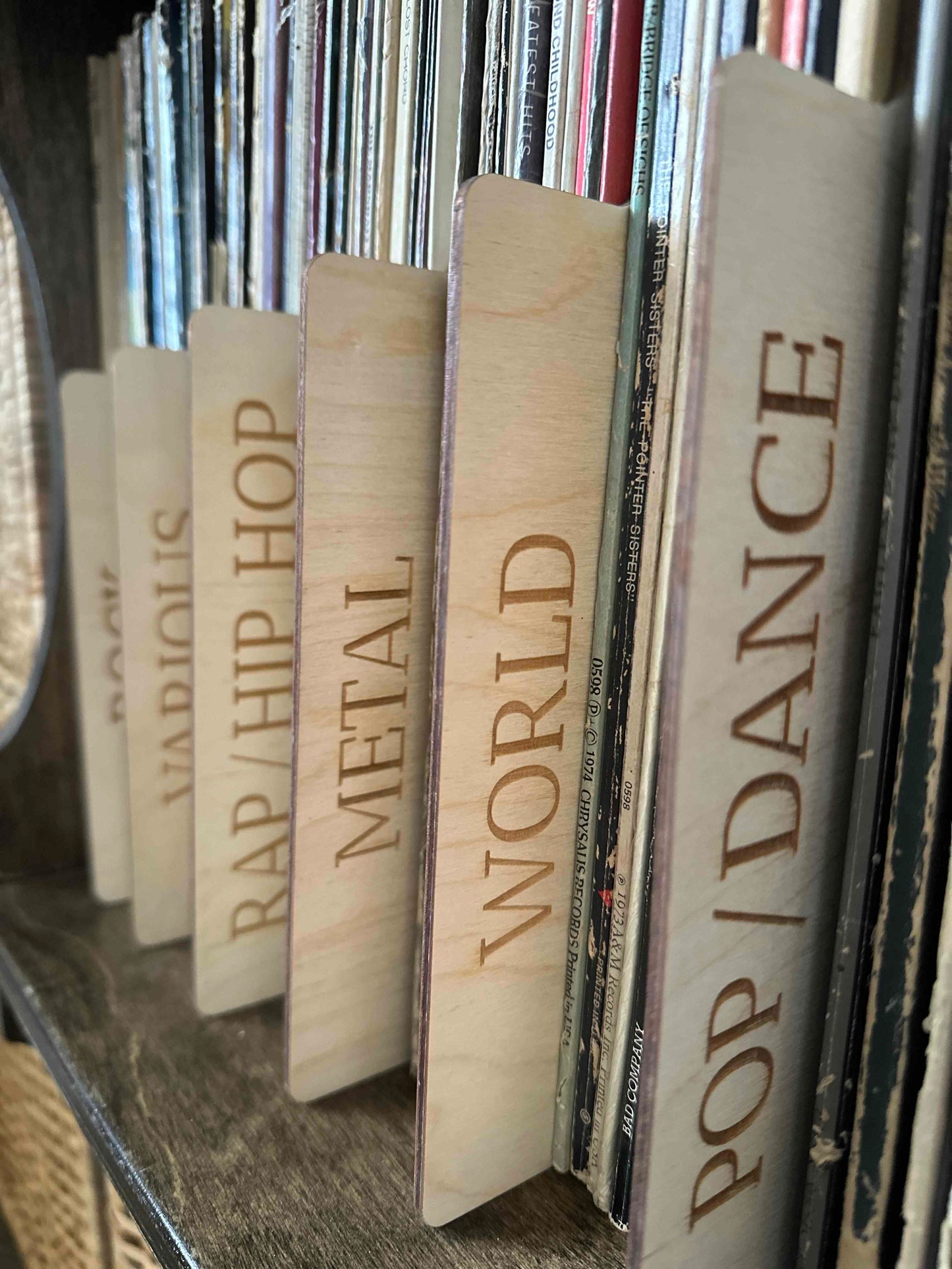 Vinyl Album Dividers, Raw Wood