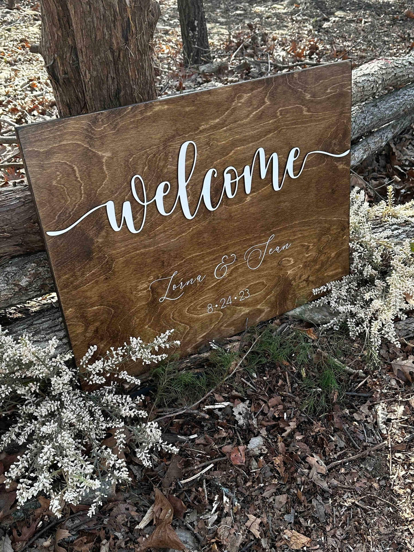 Engraved Wedding Welcome Sign, "Lorna"