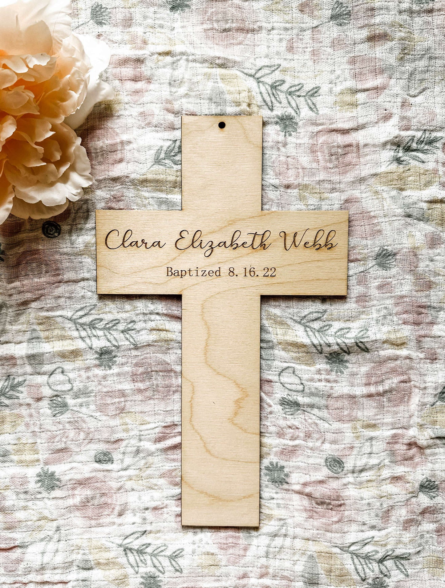 Engraved Baptism Cross, "Clara"