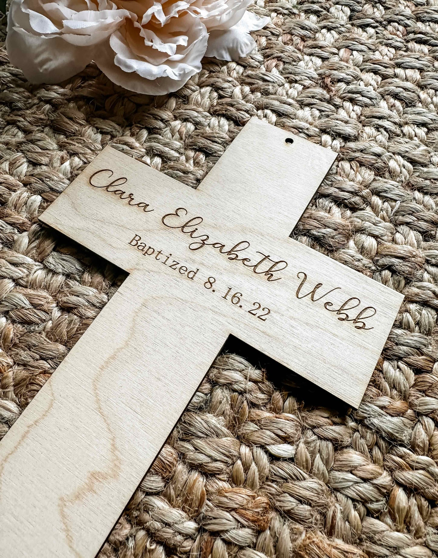 Engraved Baptism Cross, "Clara"