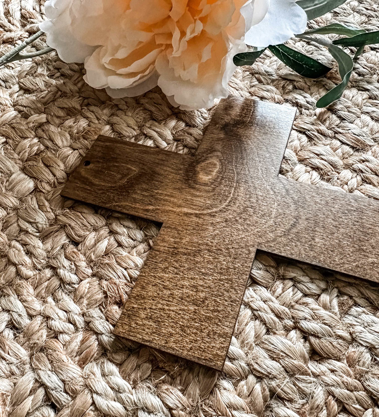 Minimalist Wooden Cross in Warm Brown