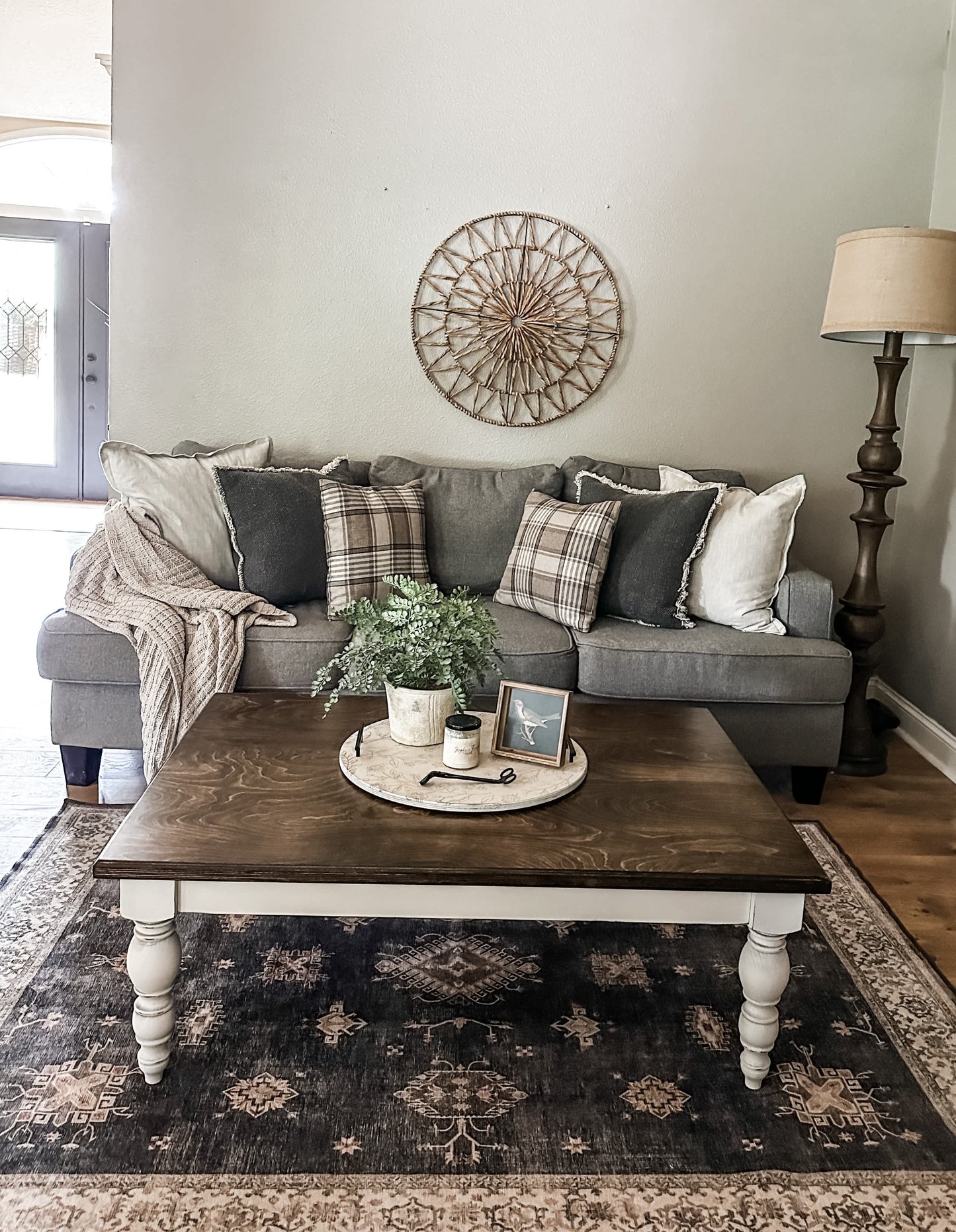 Airy Farmhouse Style Coffee Table, Rectangle