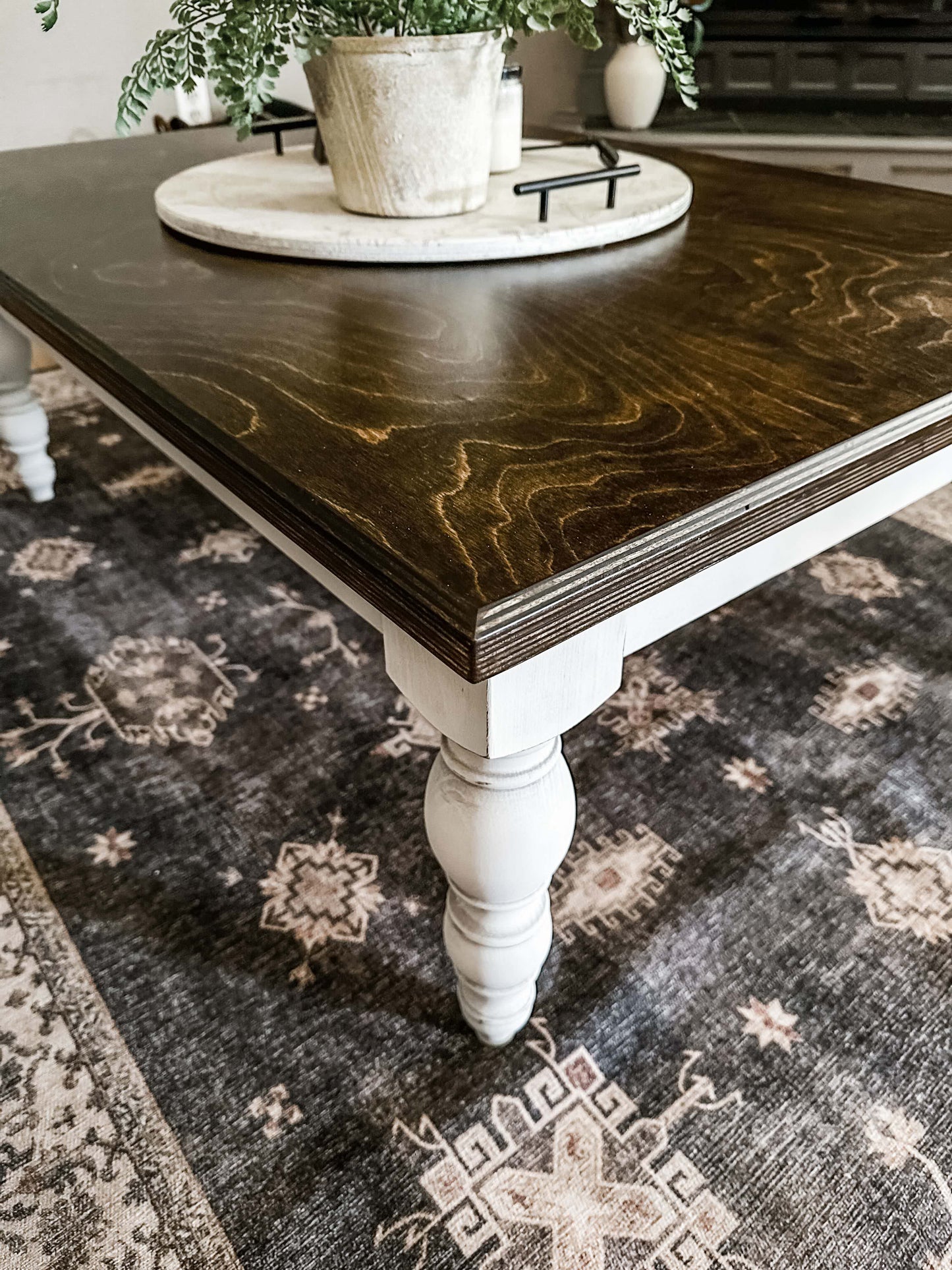 Airy Farmhouse Style Coffee Table, Rectangle