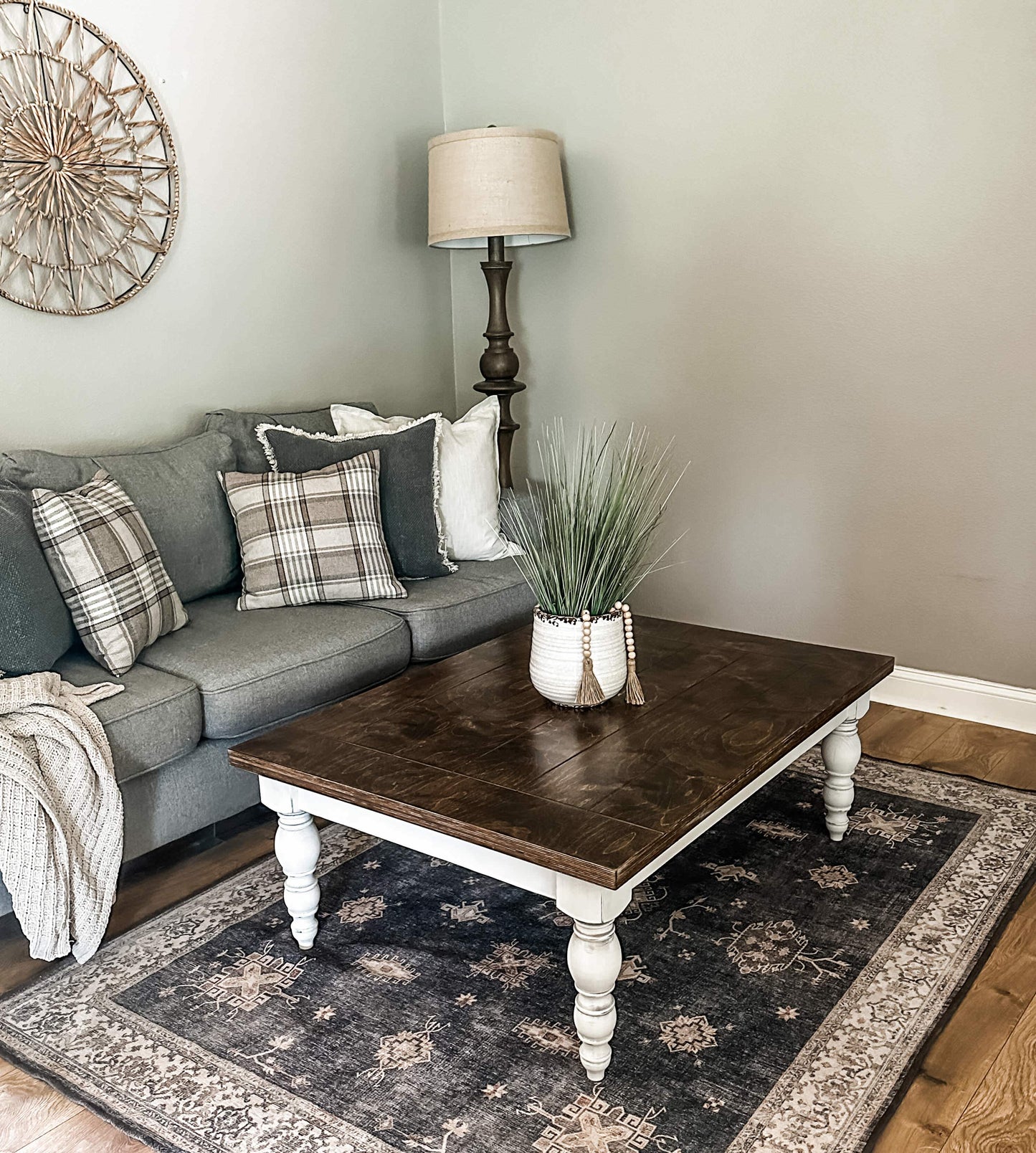 Airy Farmhouse Style Coffee Table, Rectangle