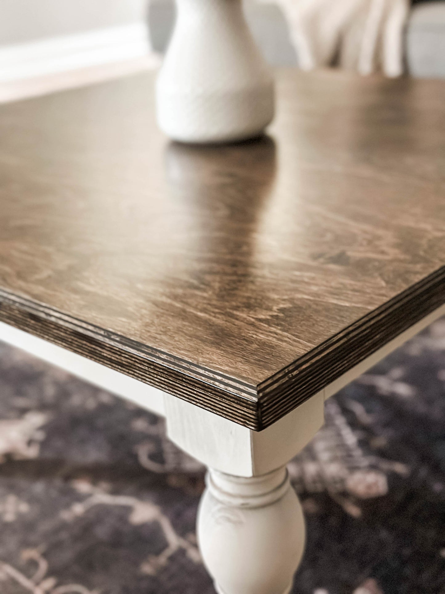 Airy Farmhouse Style Coffee Table, Square
