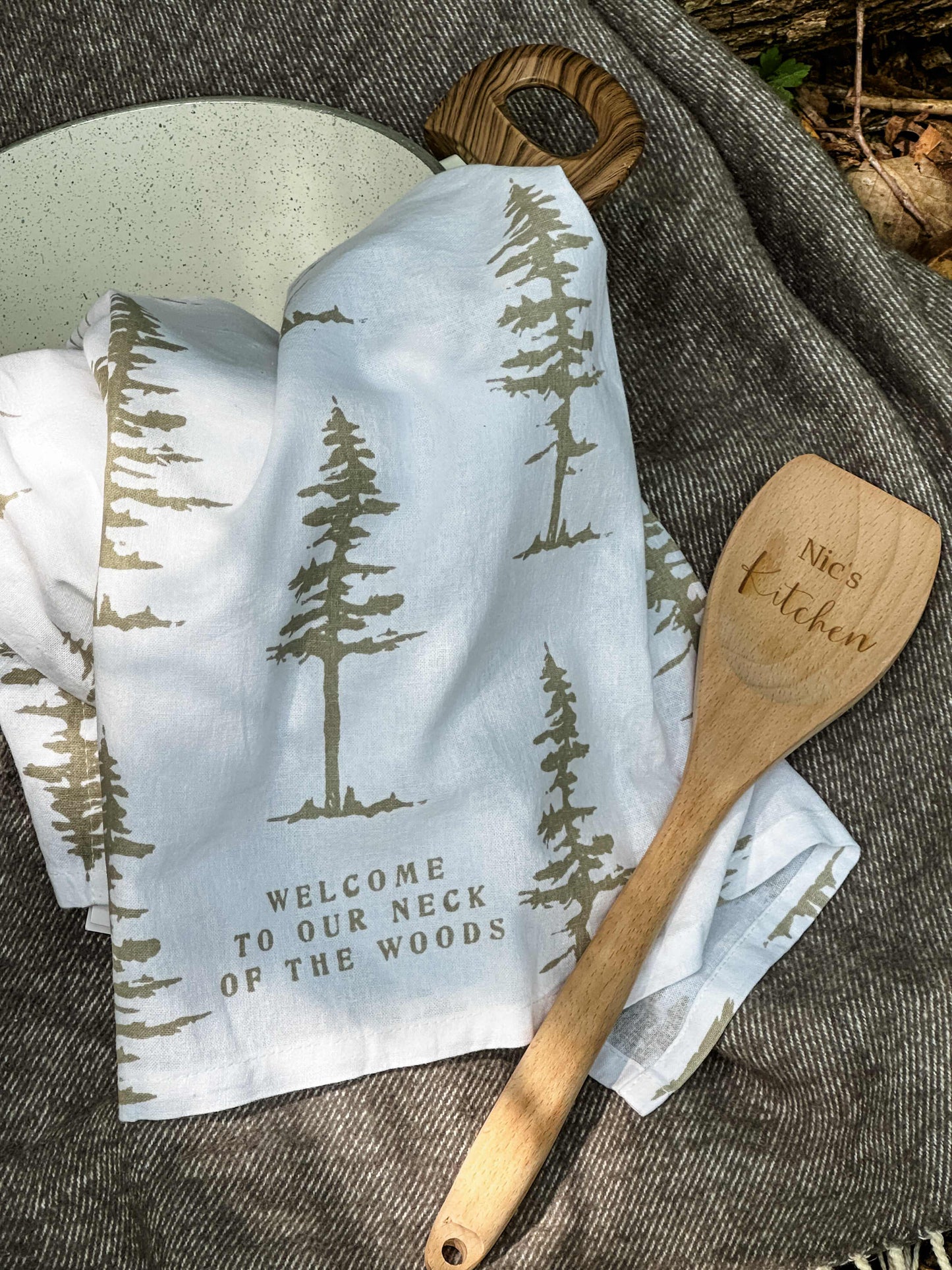 "Welcome To Our Neck of the Woods" Kitchen Towel