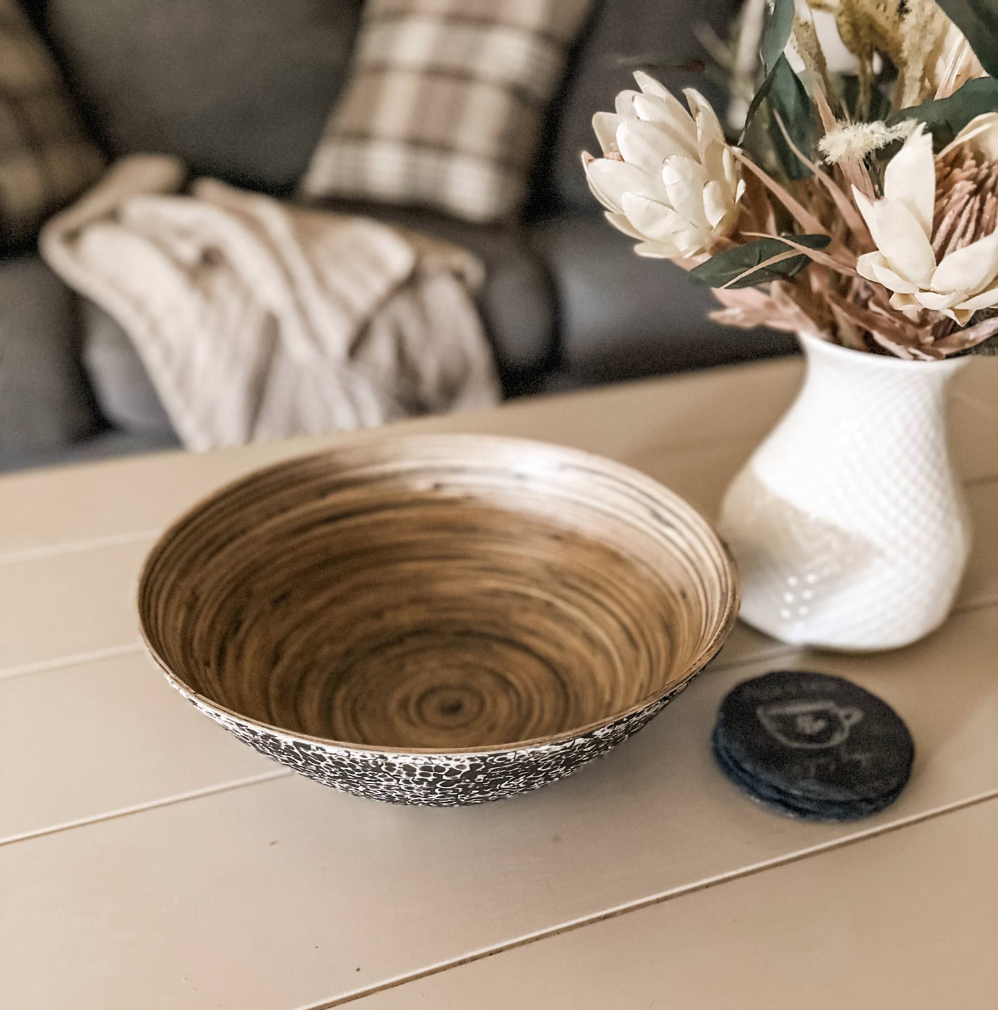 Black Bamboo Serving Bowl