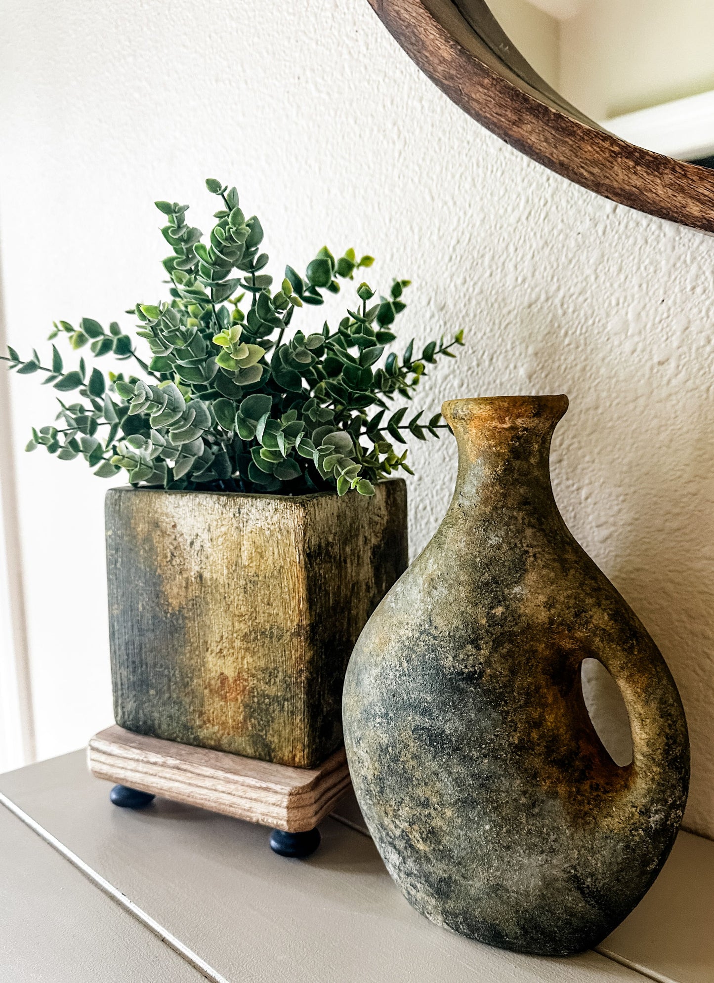 Distressed Textured Square Vase