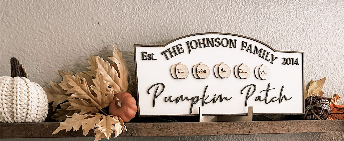 Engraved Family Name Pumpkin Patch Sign
