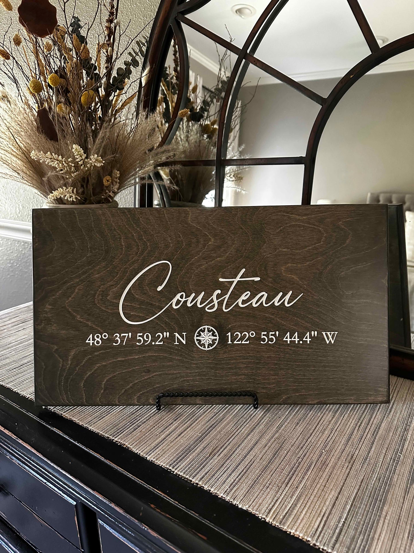 Personalized Nautical Serving Tray, Aged Barrel + White Script