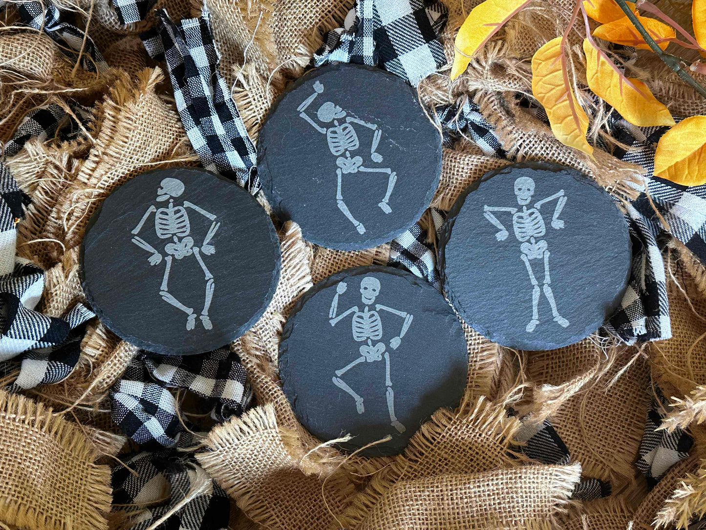 Engraved Skeleton/Halloween Coasters