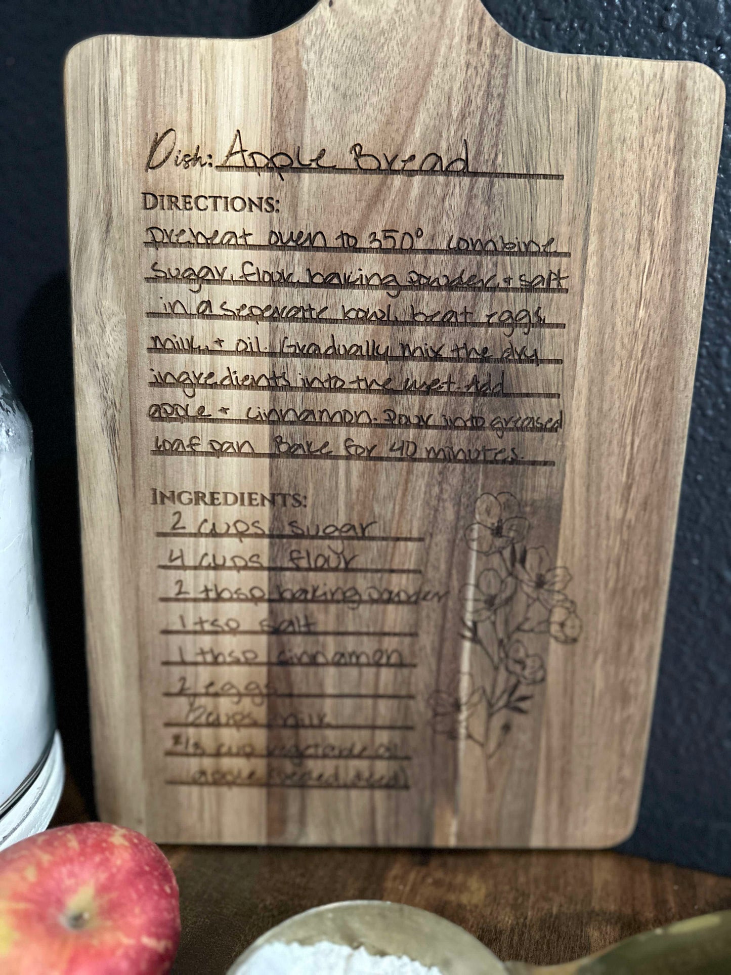 Custom Engraved Recipe Cutting Board