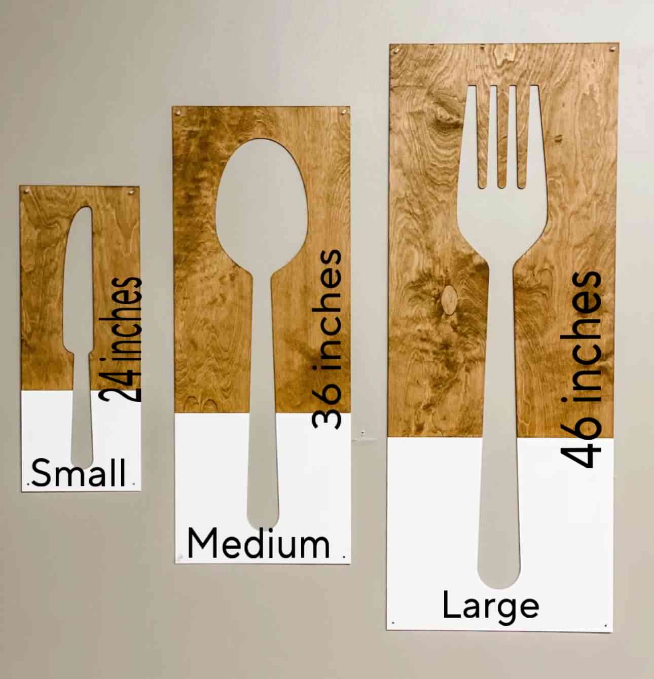 Fork, Knife, & Spoon Wall Hanging, Heather Gray + Black layered