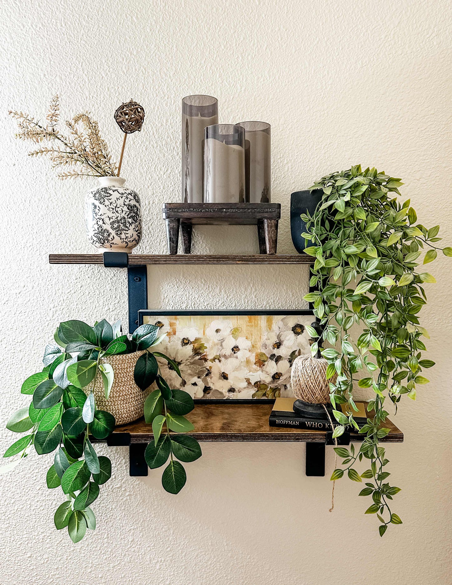 Faux greenery in basket