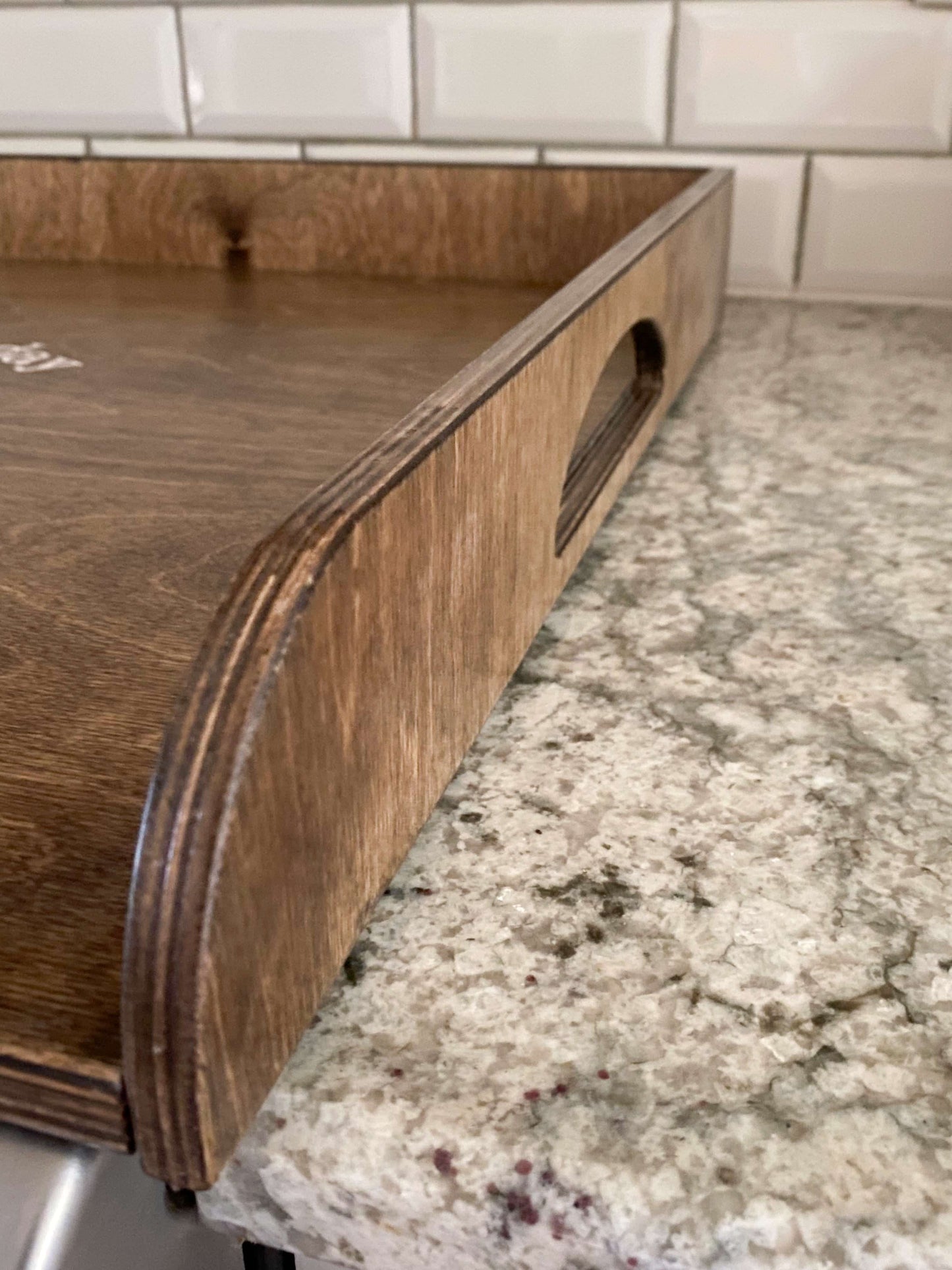 Raised Edge Warm Brown Stove Cover Matthew 6:11 Daily Bread