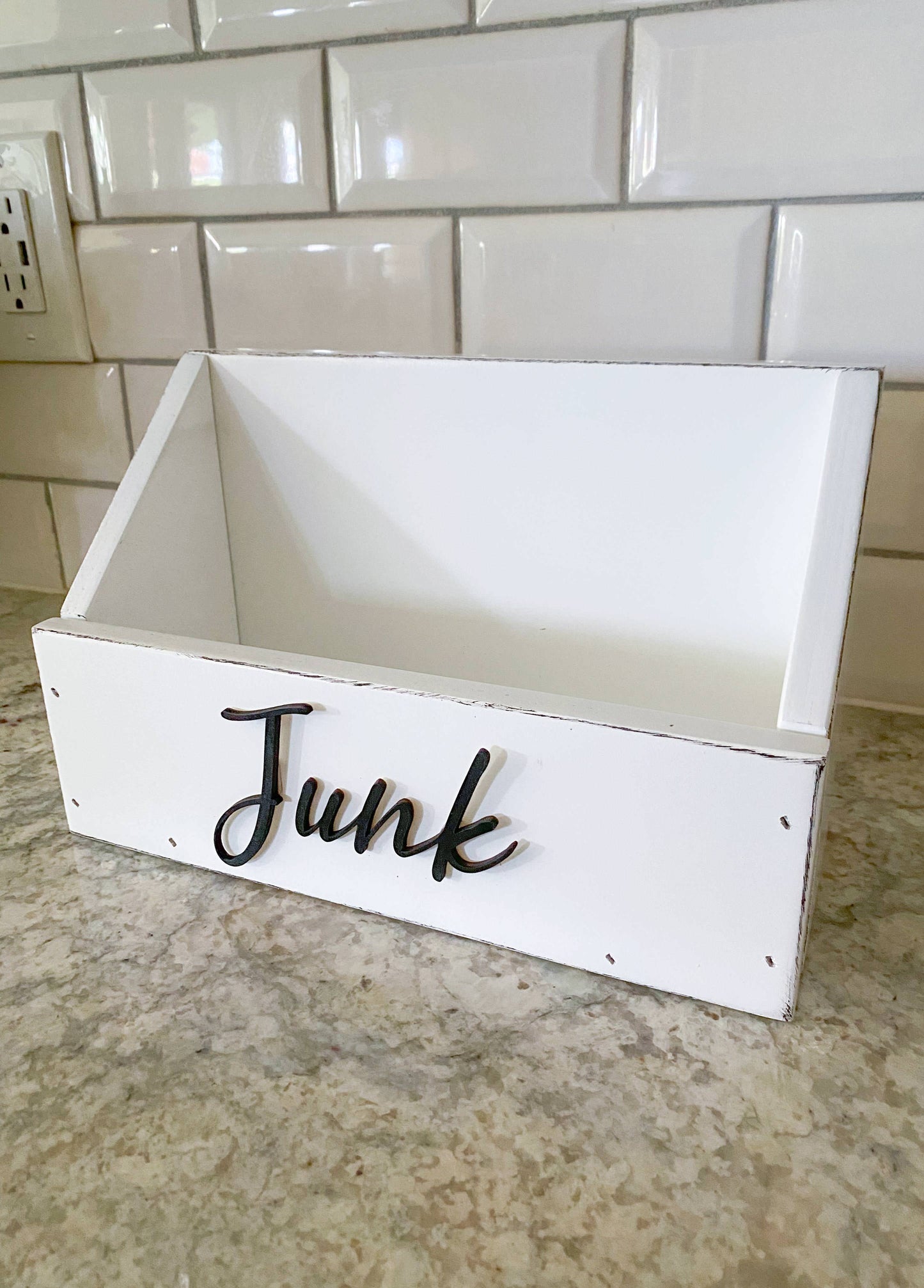 Modern Farmhouse Style Junk Caddy Distressed Finish