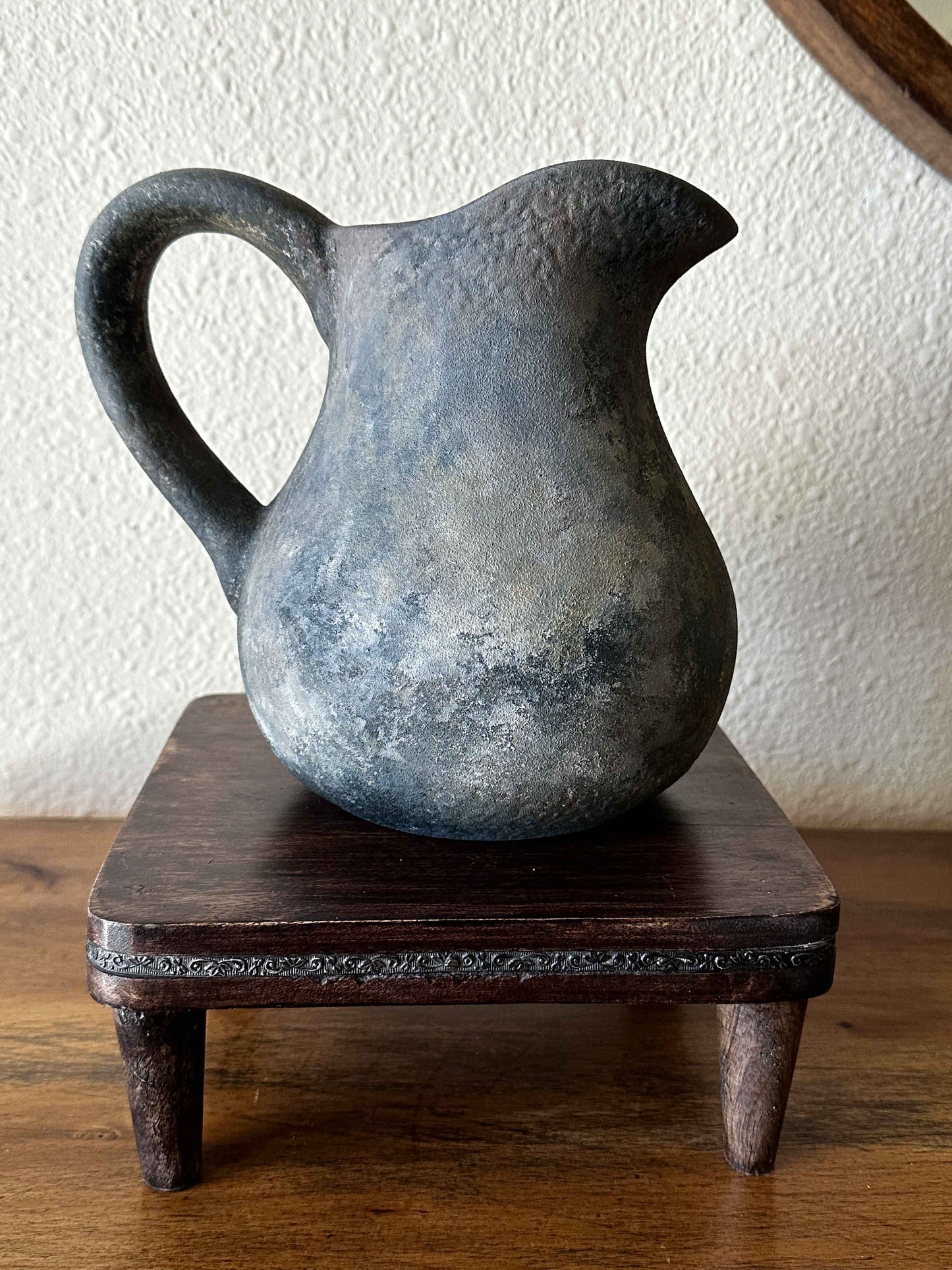 Textured Pitcher in Black, Beige and Gray