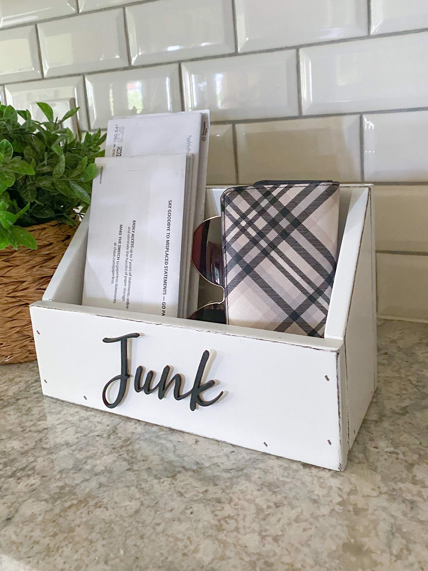 Modern Farmhouse Style Junk Caddy Distressed Finish