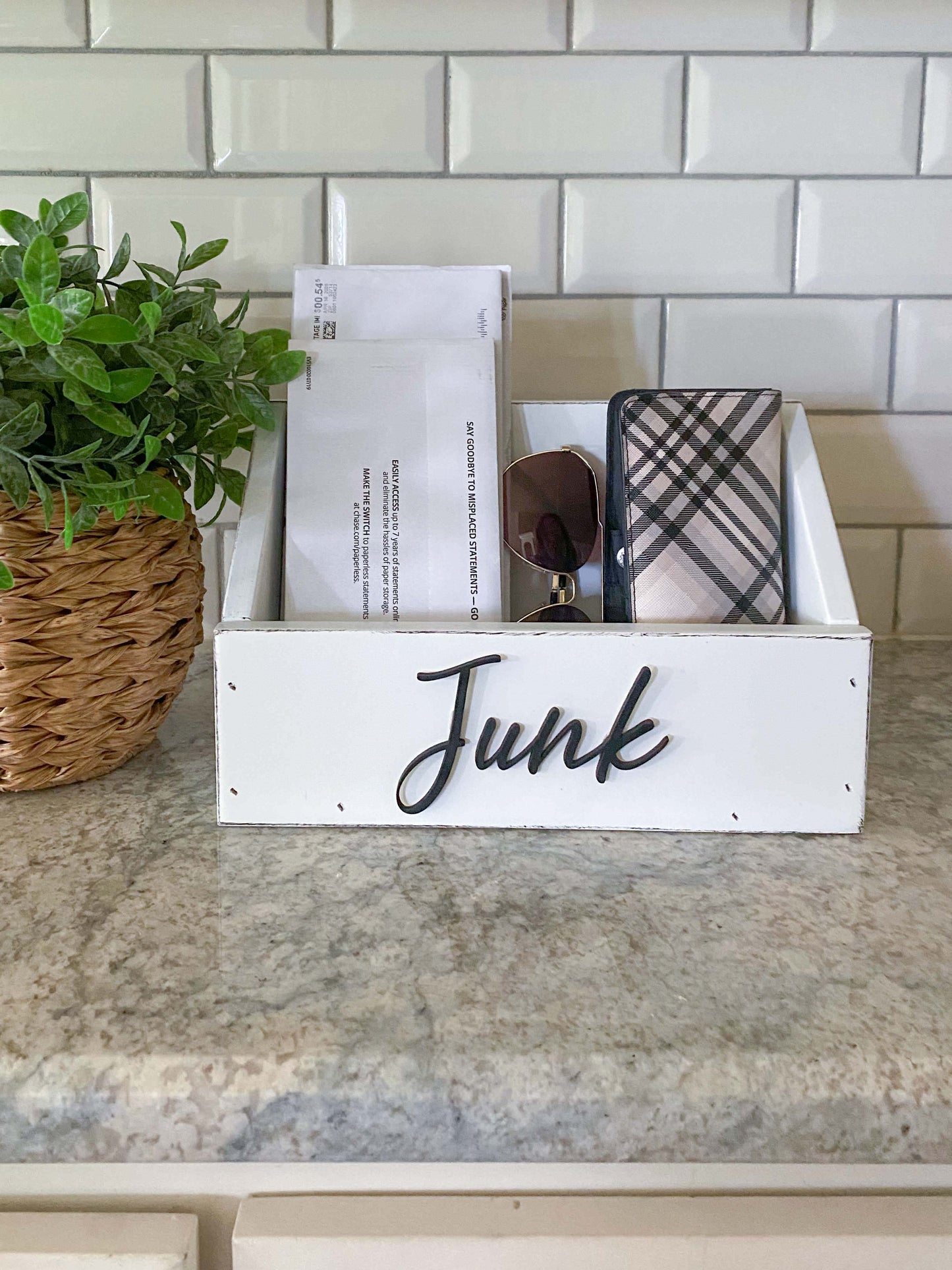 Modern Farmhouse Style Junk Caddy Distressed Finish