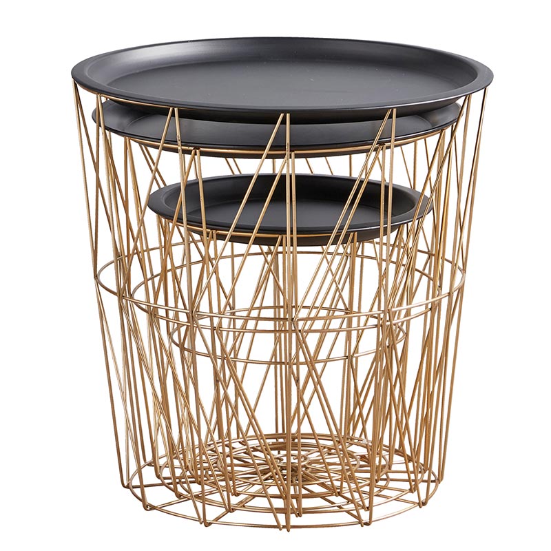 Gold Wire Nesting Table - Set of 3