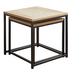 Set of Two Black Iron Side Tables