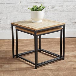 Set of Two Black Iron Side Tables