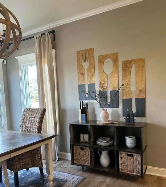 Fork, Knife, & Spoon Wall Hanging, Wood + Black