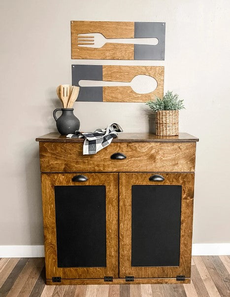 Fork, Knife, & Spoon Wall Hanging, Wood + Black