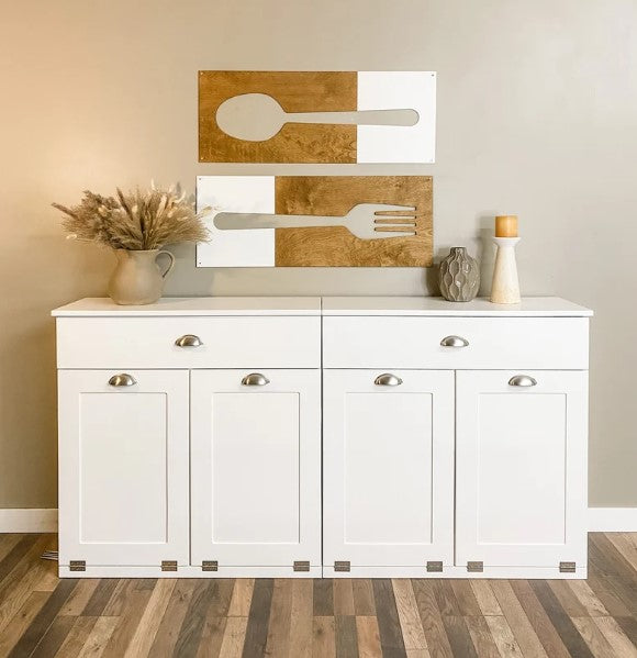 Fork, Knife, & Spoon Wall Hanging, Wood + White