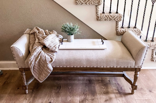 Slatted Serving Tray, Distressed Ivory